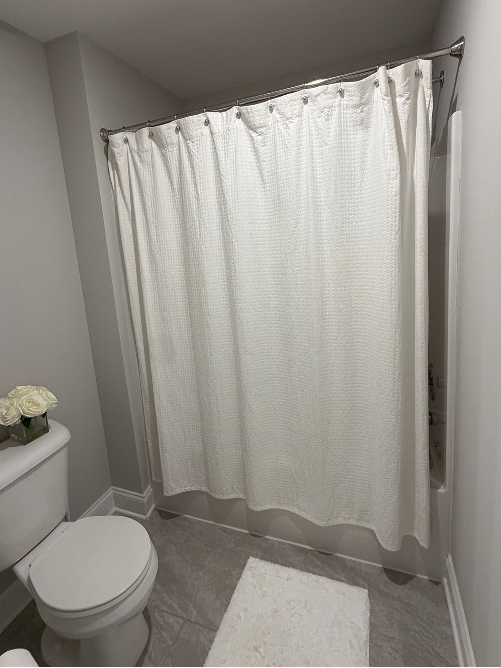 Classic White Waffle Shower Curtain with liner and hooks - Home Bath